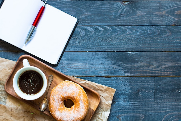 Colorful Donuts breakfast composition with different color styles