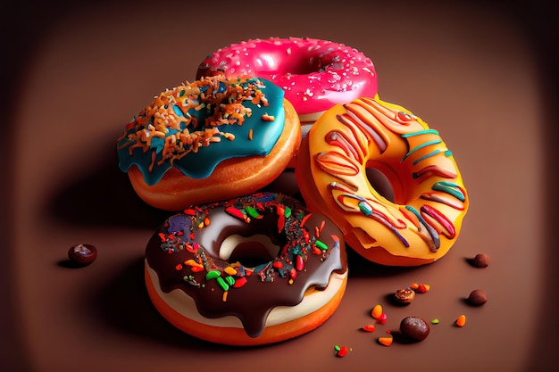 Colorful donuts set