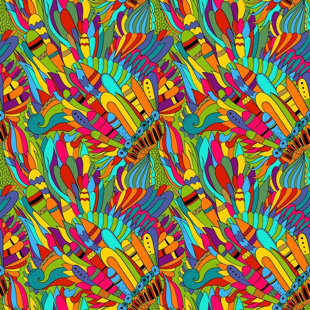 Colorful Doodle Flower Seamless Pattern