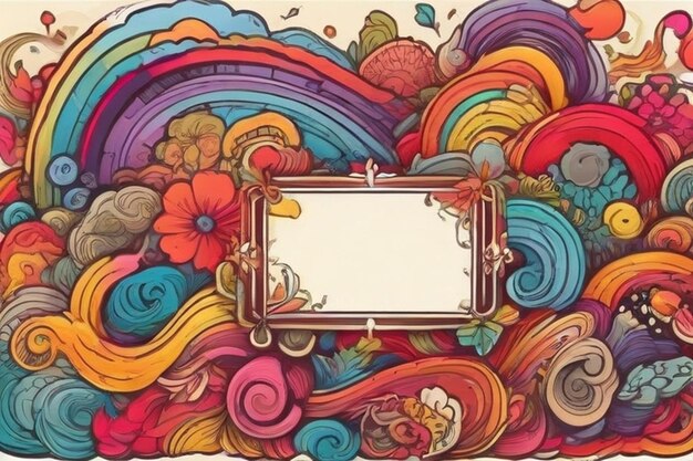 Colorful doodle frame background