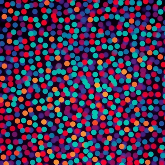 Colorful dots on a dark background.