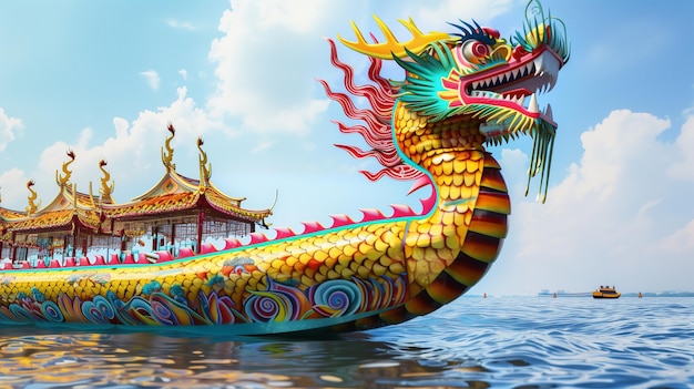 a colorful dragon boat