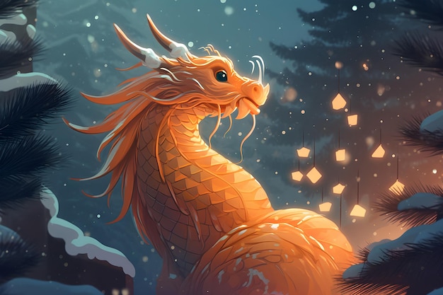 Colorful dragon cartoon fantasy illustration Chinese Year of dragon