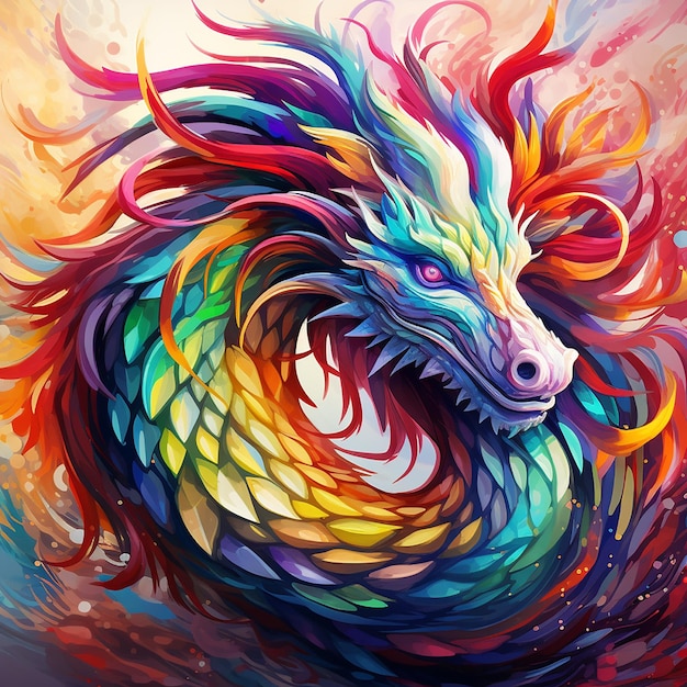 Photo colorful dragon chinese