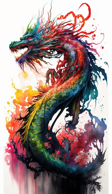 A colorful dragon with a big mouth and a big mouth.