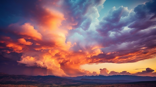 Красочное драматическое небо с облаками на закате Генеративный ИИ
