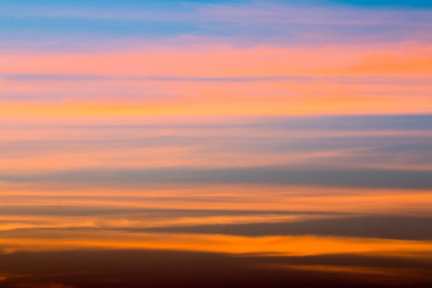 Colorful dramatic sky with cloud at sunset