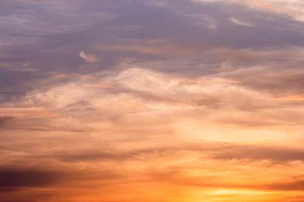 Colorful dramatic sky with cloud at sunset