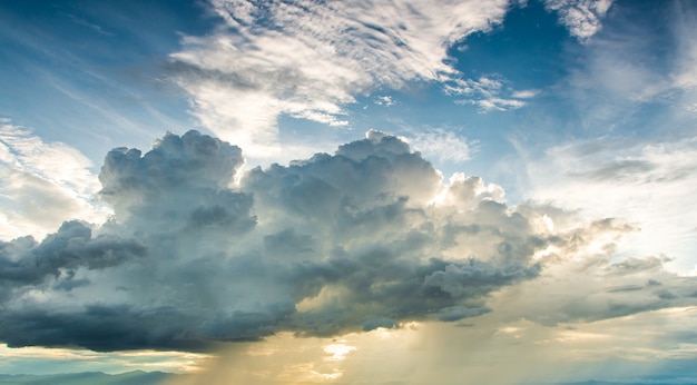 Colorful dramatic sky with cloud at sunset