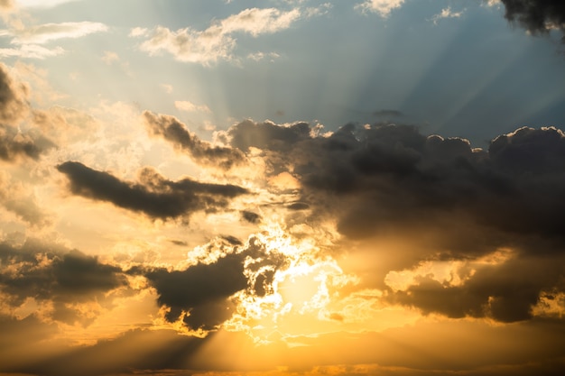 colorful dramatic sky with cloud at sunset.