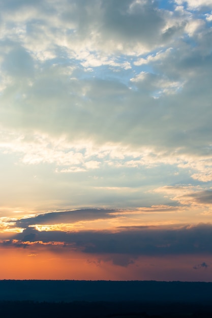 Colorful dramatic sky with cloud at sunset
