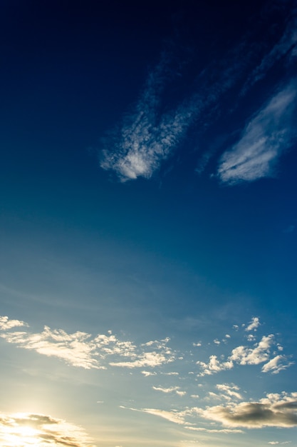 Colorful dramatic sky with cloud at sunset.