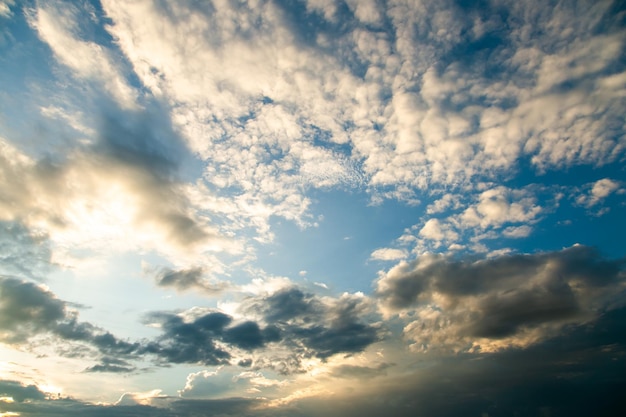 Colorful dramatic sky with cloud at sunset.