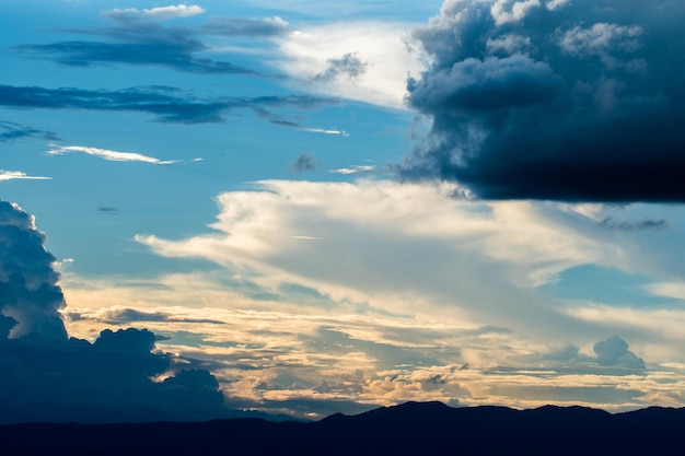 Colorful dramatic sky with cloud at sunset