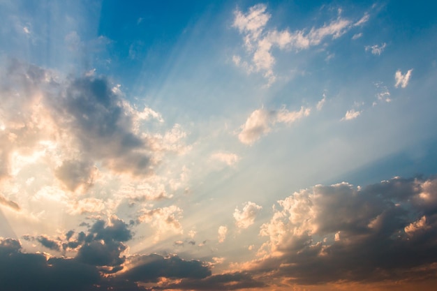 Colorful dramatic sky with cloud at sunset