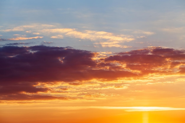 Colorful dramatic sky with cloud at sunset