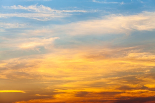 Colorful dramatic sky with cloud at sunset