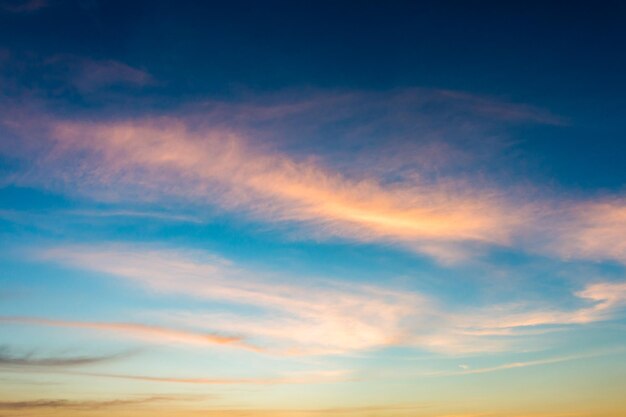 Colorful dramatic sky with cloud at sunset