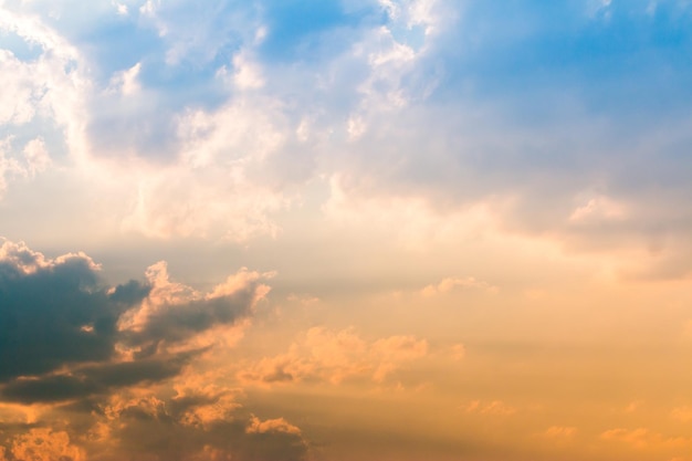 Colorful dramatic sky with cloud at sunset