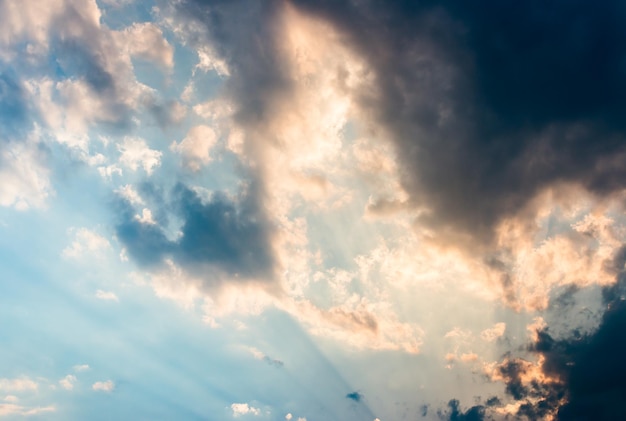 Colorful dramatic sky with cloud at sunset