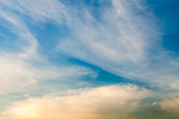 Colorful dramatic sky with cloud at sunset