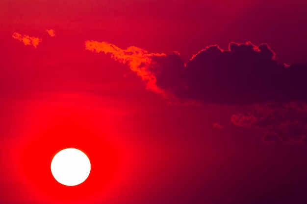 Colorful dramatic sky with cloud at sunset