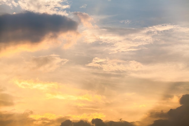 Colorful dramatic sky with cloud at sunset