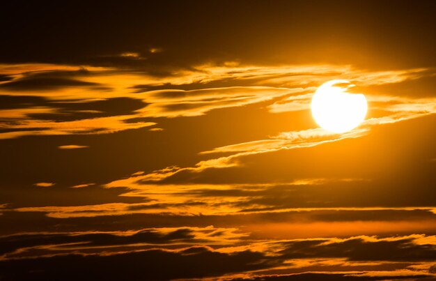 Colorful dramatic sky with cloud at sunset