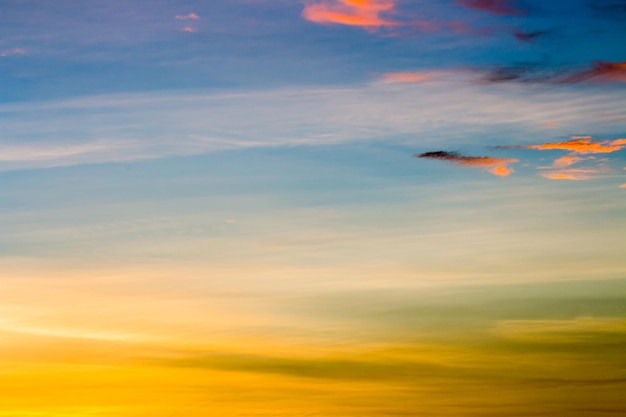 Colorful dramatic sky with cloud at sunset