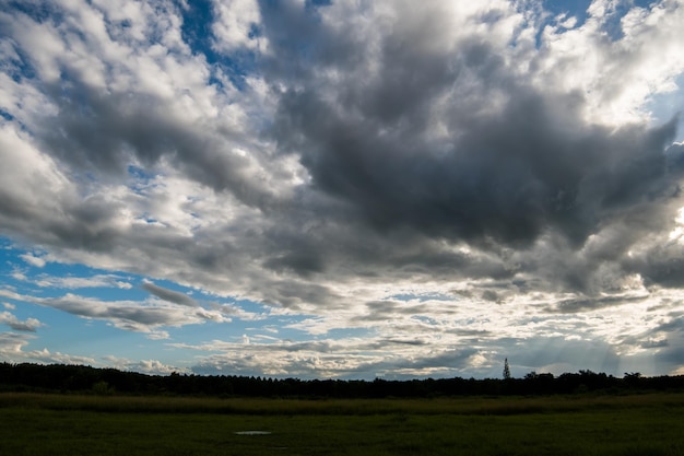 Colorful dramatic sky with cloud at sunset