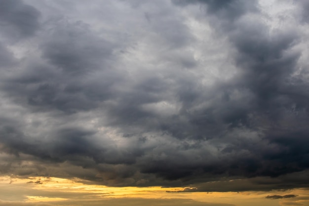 Colorful dramatic sky with cloud at sunset