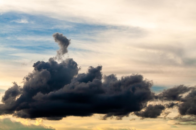 Colorful dramatic sky with cloud at sunset