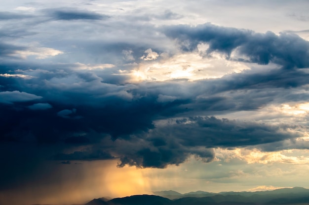 Colorful dramatic sky with cloud at sunset