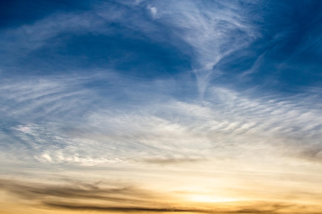 Colorful dramatic sky with cloud at sunset