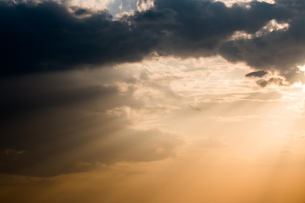 Colorful dramatic sky with cloud at sunset