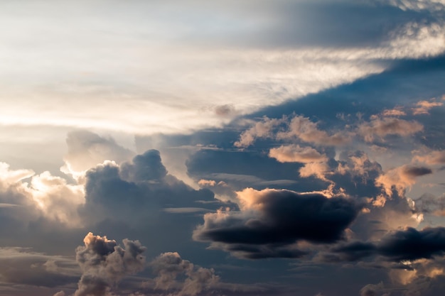 Colorful dramatic sky with cloud at sunset