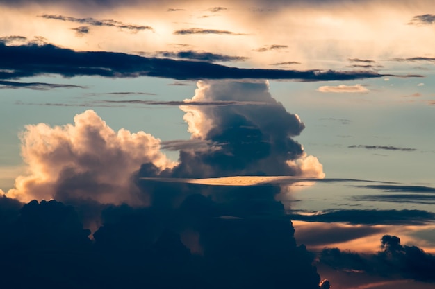 Colorful dramatic sky with cloud at sunset