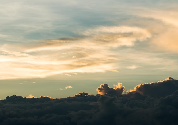 Colorful dramatic sky with cloud at sunset