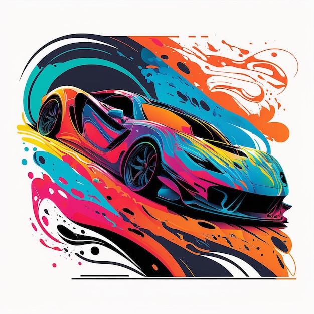 Foto un disegno colorato di una bugatti veyron su uno sfondo bianco.