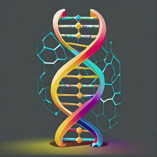 a colorful drawing of a dna with a spiral in the middle