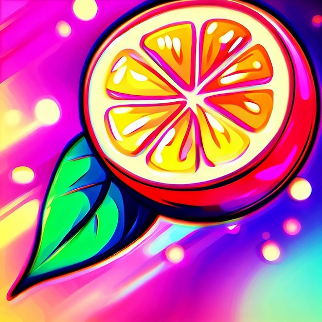 A colorful drawing of a fruit