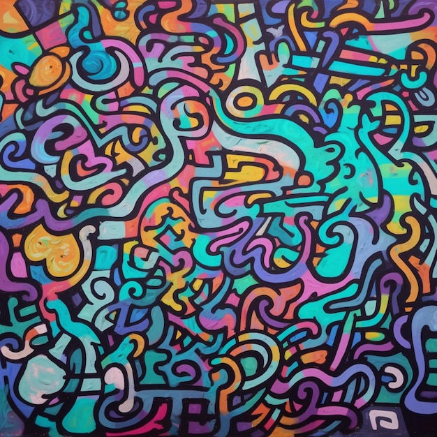 A colorful drawing of a maze with the word " on it "