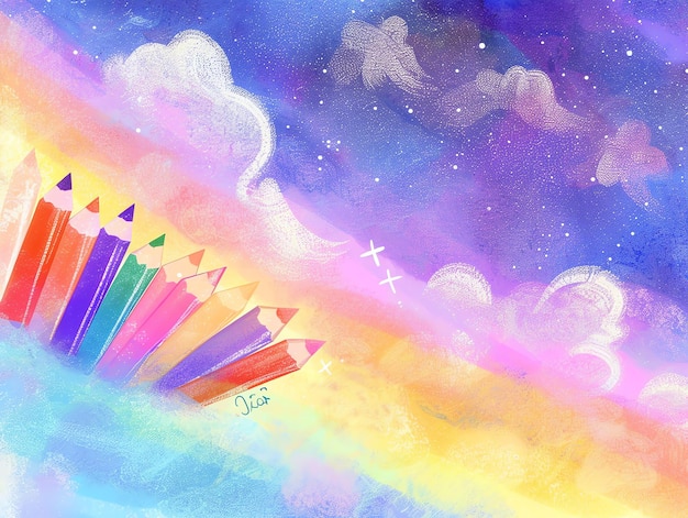 Foto un disegno colorato di un arcobaleno con la parola x su di esso