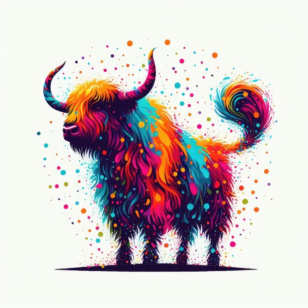 a colorful drawing of a yak with the word yak on it