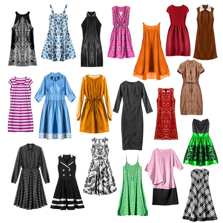 Photo colorful dresses isolated