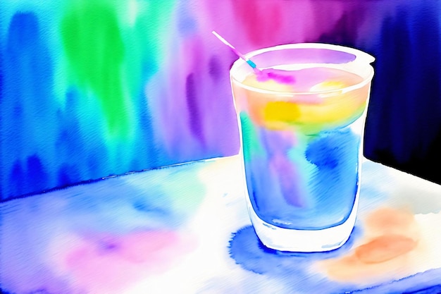 A Colorful Drink Sitting On Top Of A Table