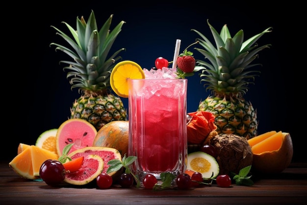 Photo colorful drink with tropical fruits