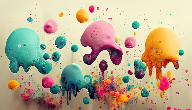 Colorful drops splatter texture background illustration in pastel colors