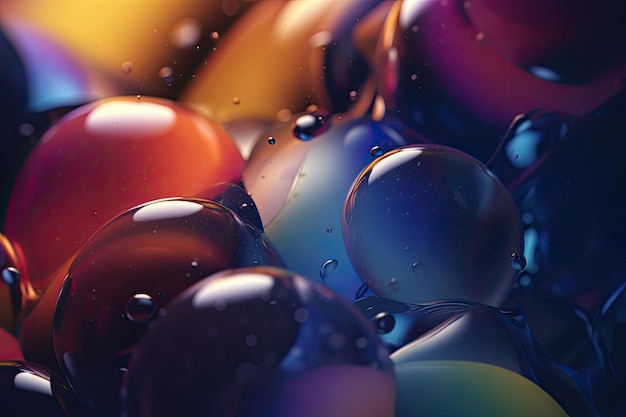 Colorful drops on a surface