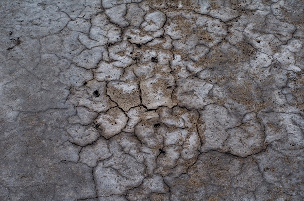 Colorful dry saline soil surface with salt stains